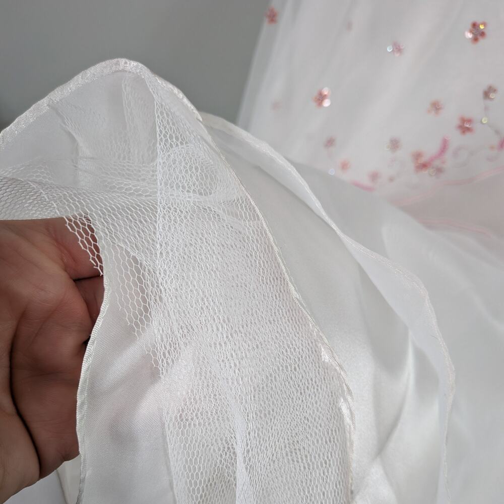 Vintage Alyce Prom Dress Maxi Gown 6 White Pink Y2K Princess Wedding Coquette - Picture 11 of 16